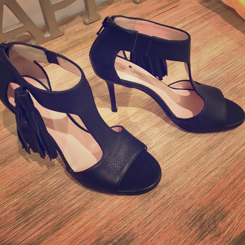 New KATE SPADE Leather Tassel Stiletto Heels